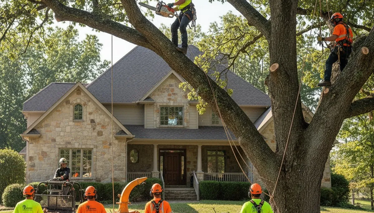 Tree service crew removing a tree in Overland Park, KS