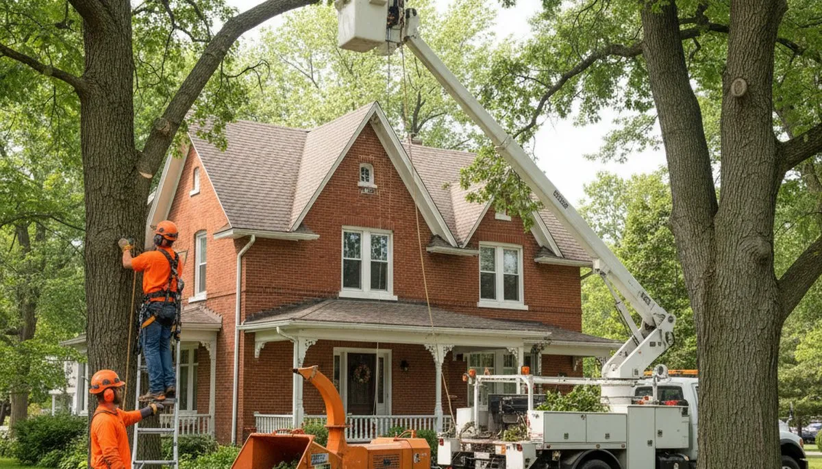 Tree service crew removing a tree in Overland Park, KS