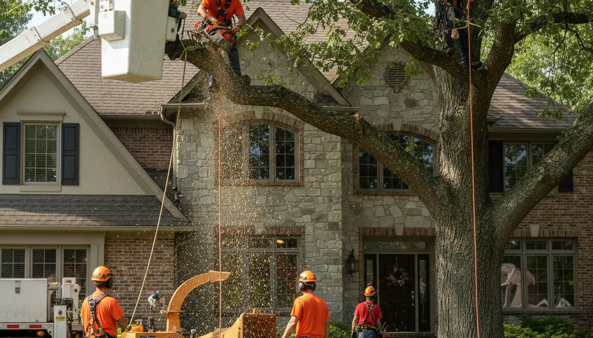 Professional tree removal crew serving Overland Park, KS for safe tree cutting and cleanup