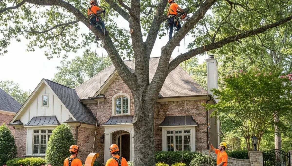 Tree service crew removing a tree in Overland Park, KS